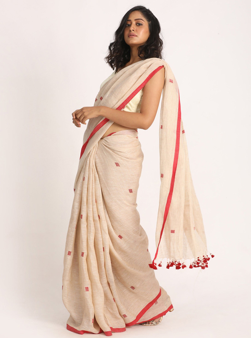 Linen By Linen Hand Weaving Jamdani Saree With BP